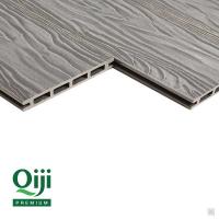 Террасная доска Qiji Premium пустотелая серый размер 3000х145х22 мм V1