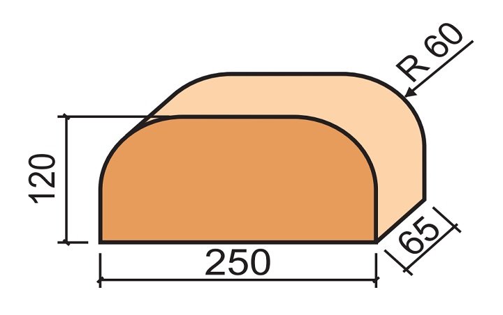 кирпич закругленный F14 LODE размер
