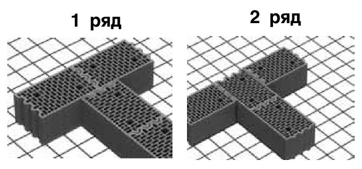 Перевязка блоков Porotherm 25 с внутренней стеной