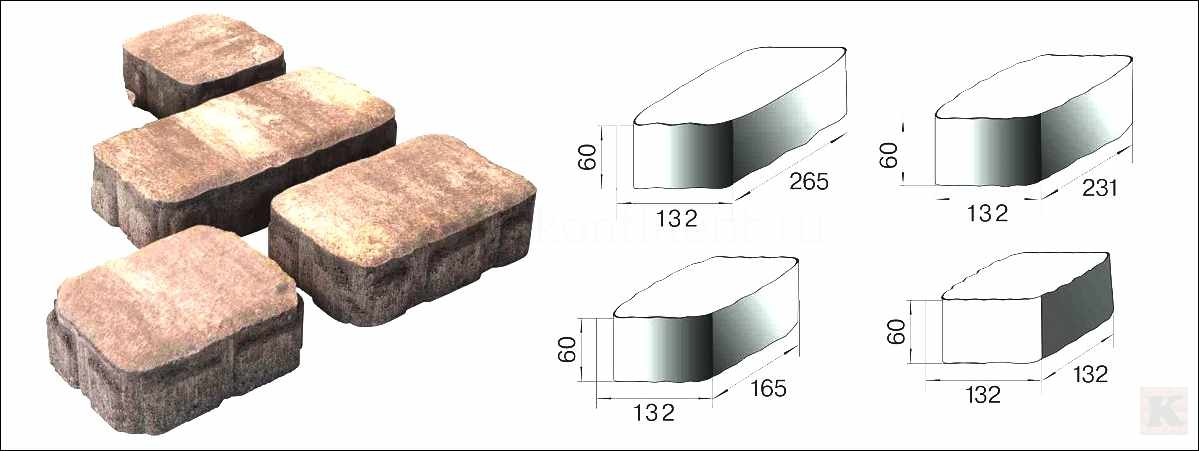 размер тротуарной брусчатки Браер Ривьера Туман