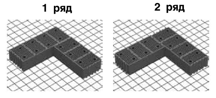 Перевязка наружного угла из блоков Porotherm 38