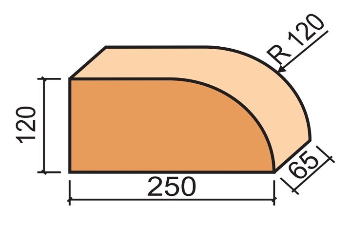 фигурный кирпич F17 LODE размеры