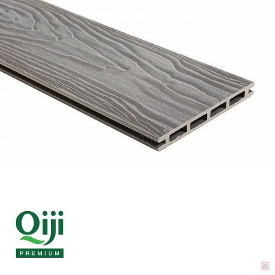 Террасная доска Qiji Premium пустотелая серый размер 3000х145х22 мм V2